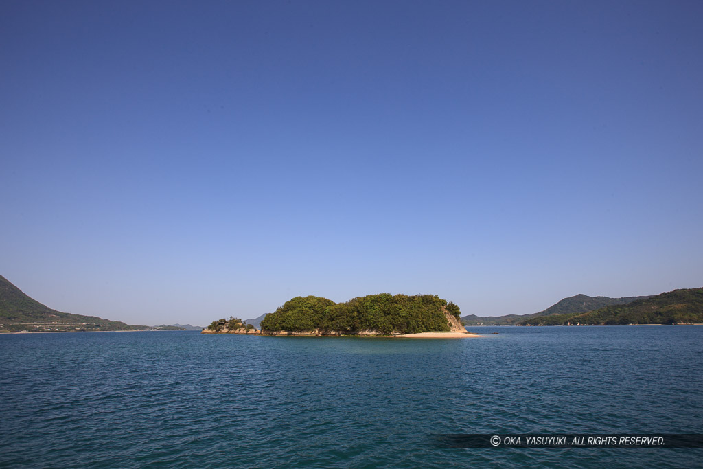 甘崎城を大三島から望む