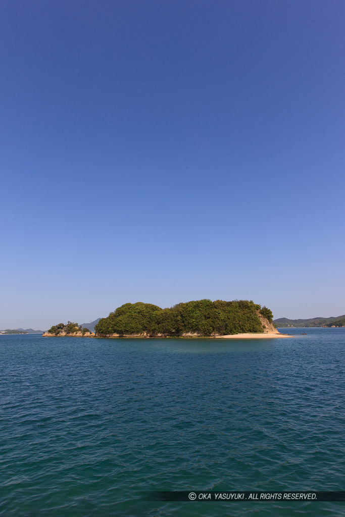 甘崎城を大三島から望む