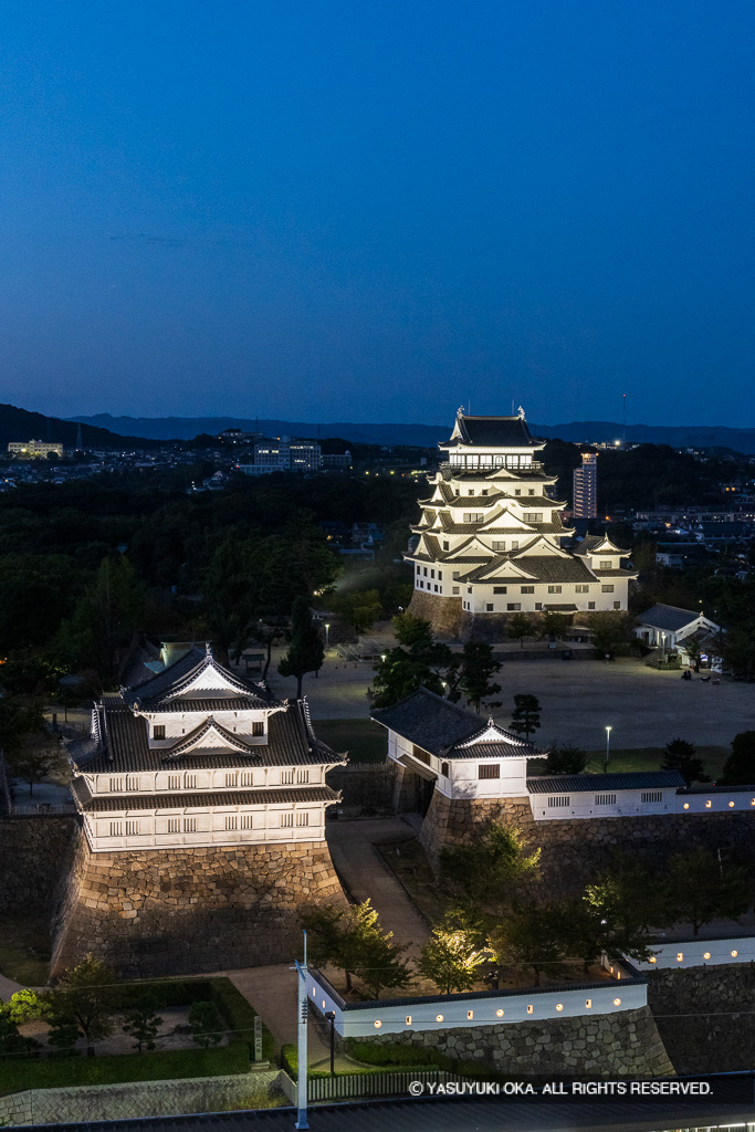 伏見櫓・筋鉄御門・天守（夜景ライトアップ）