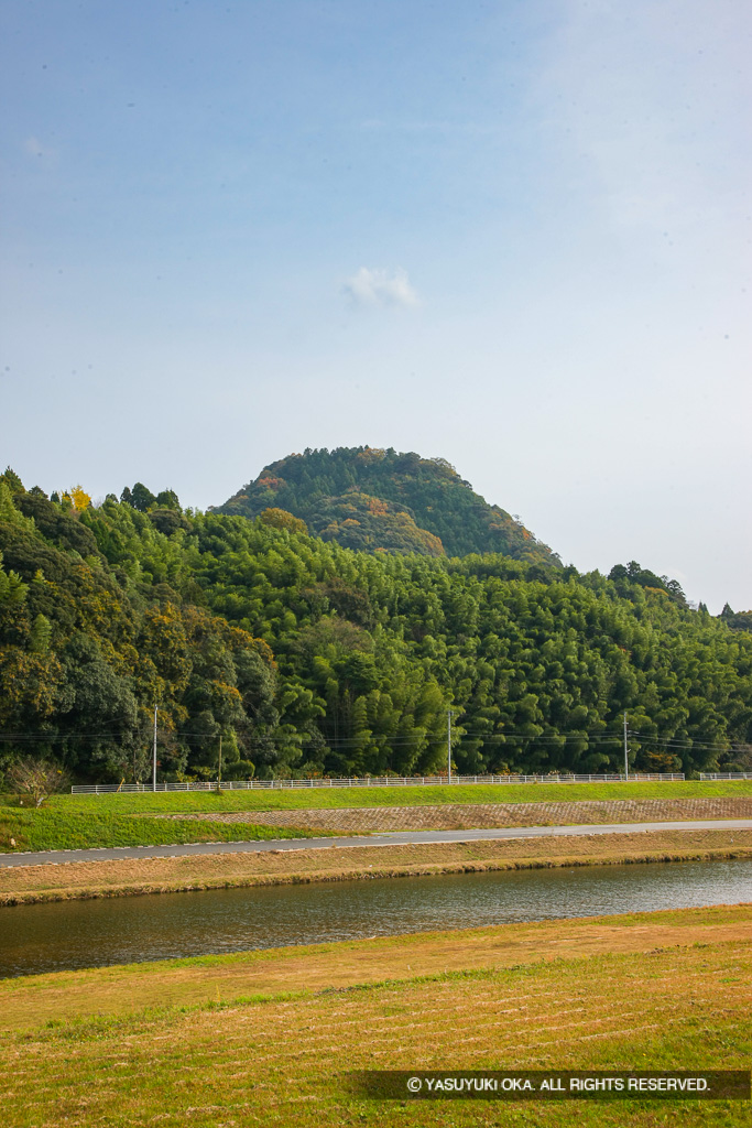 飯梨川越しに見る月山富田城遠景