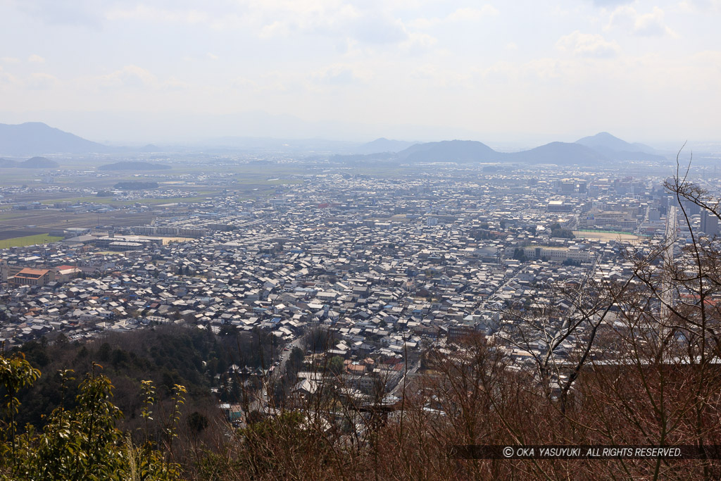 八幡山山頂から城下町を望む