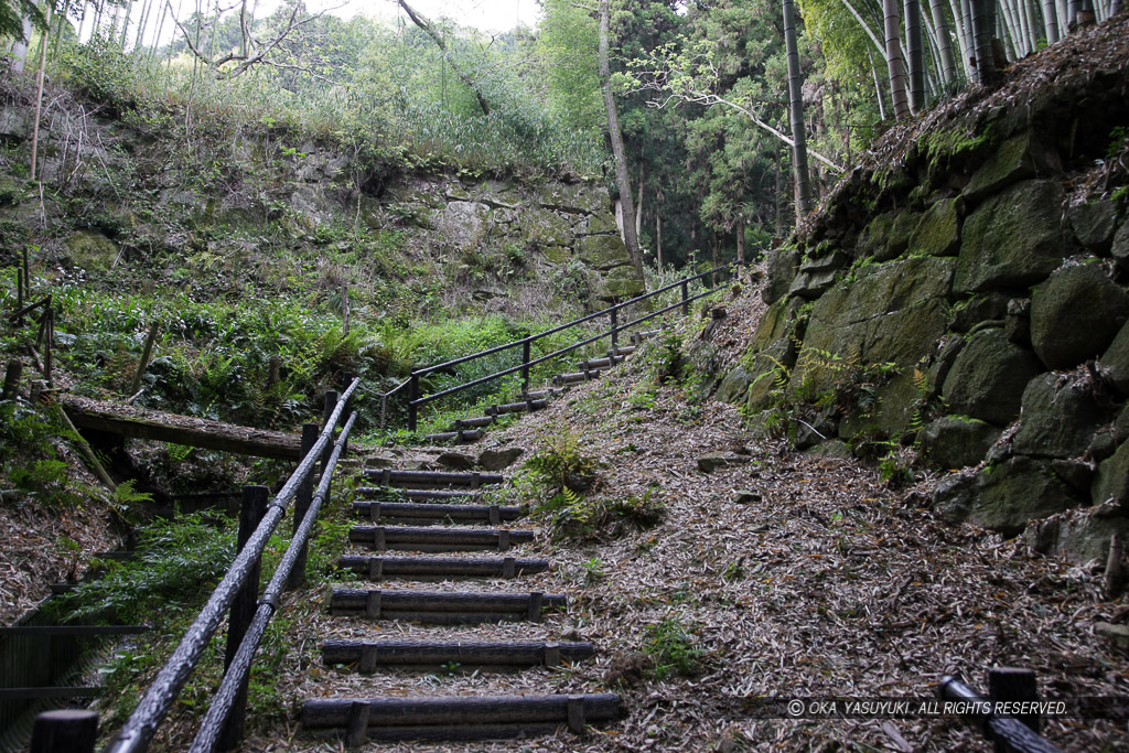 八幡山城大手道・秀次館跡石垣