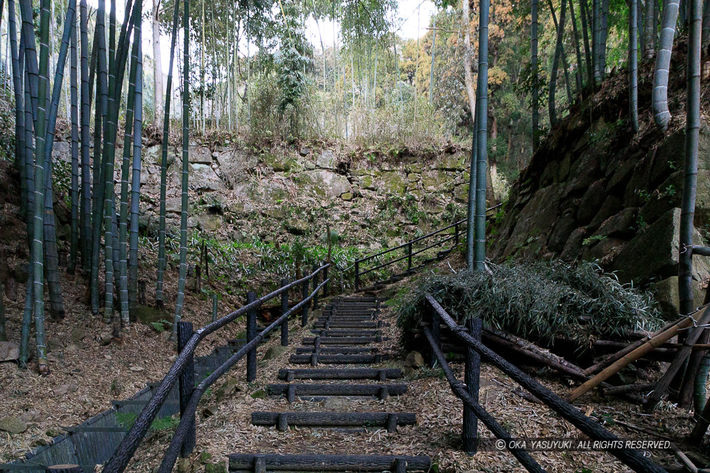 八幡山城大手道・秀次館跡石垣