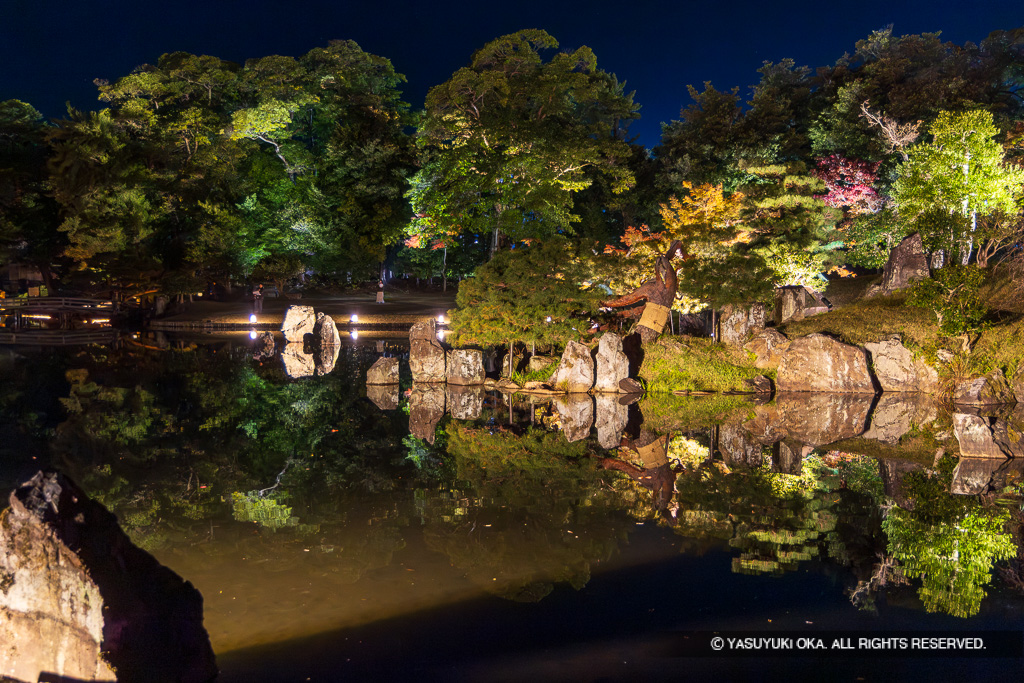 玄宮園の紅葉ライトアップ