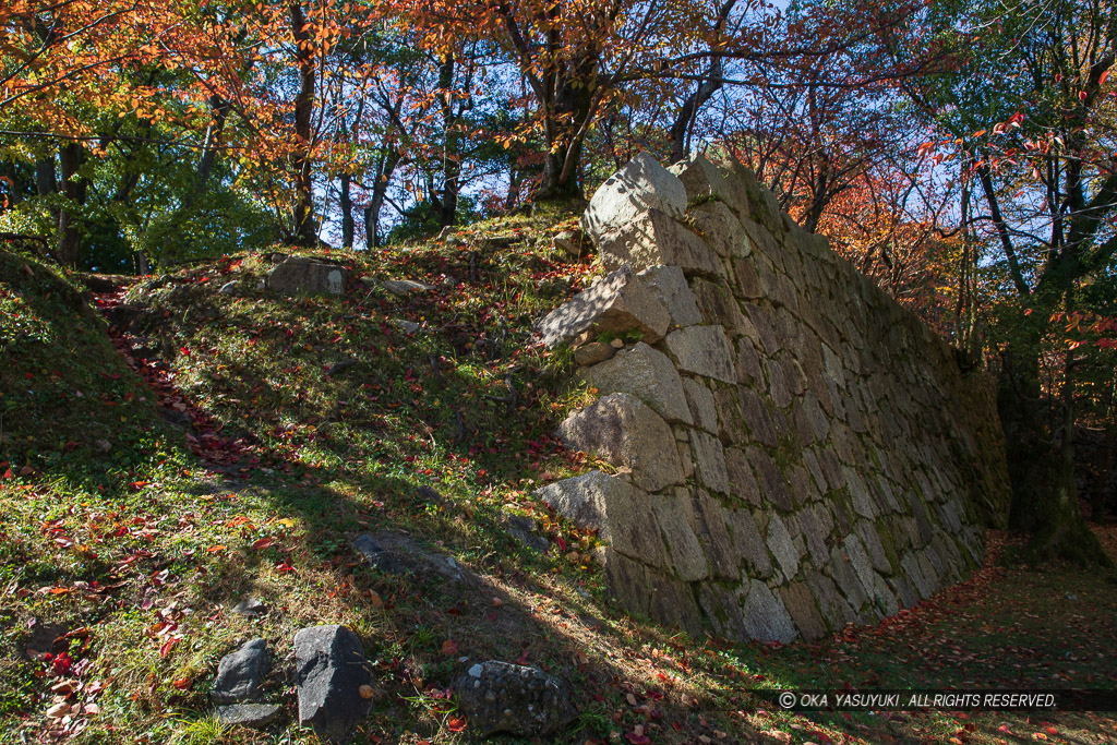 福島正則が改易の理由となった広島城本丸石垣の復旧工事跡
