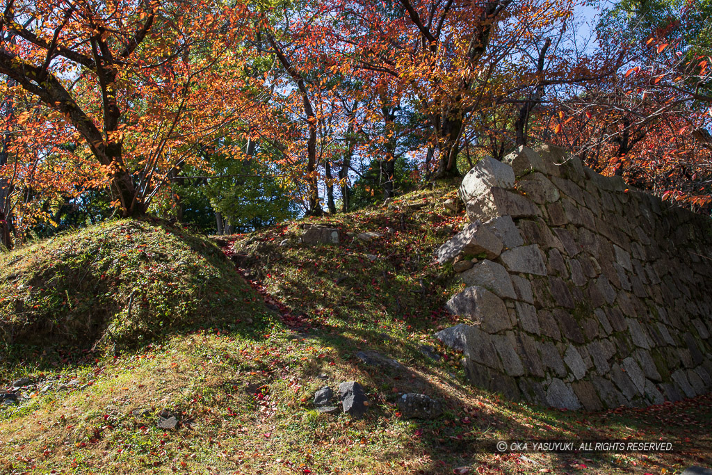 福島正則が改易の理由となった広島城本丸石垣の復旧工事跡