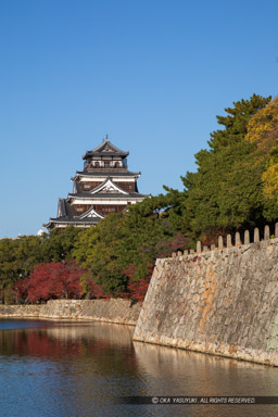 内堀から見る広島城天守閣|高解像度画像サイズ:4414 x 6621 pixels|写真番号:5D4A4328|撮影:Canon EOS 5D Mark IV