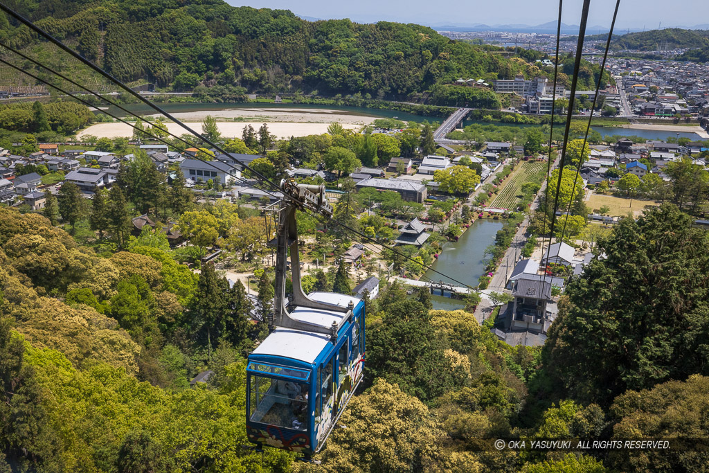 ロープウェイから御土居を見る