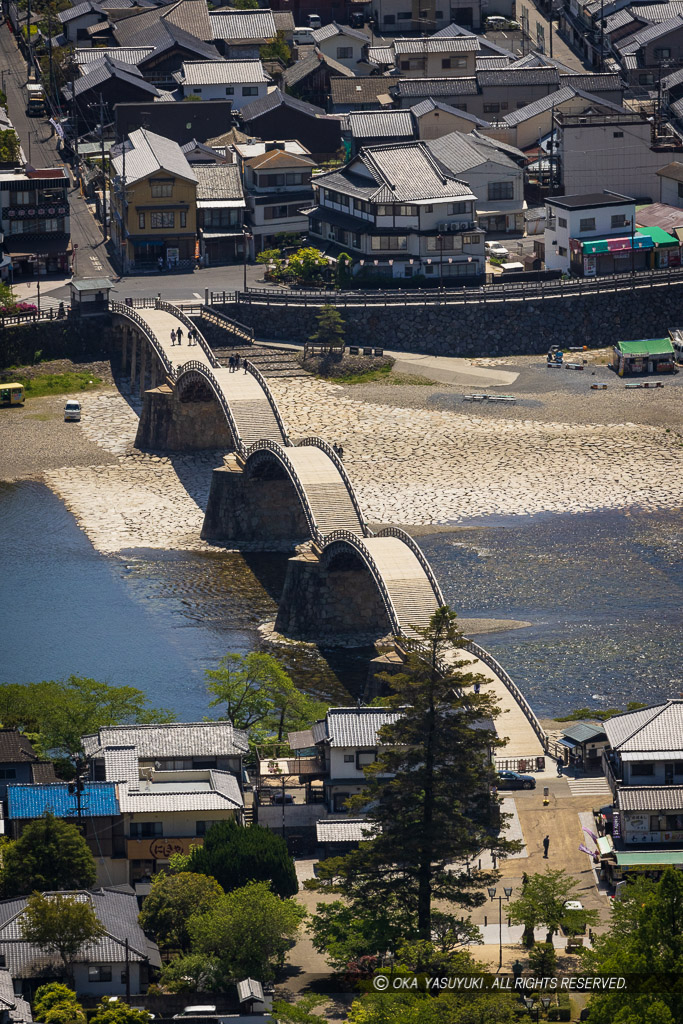 ロープウェイ乗り場から錦帯橋・城下・瀬戸内海を望む
