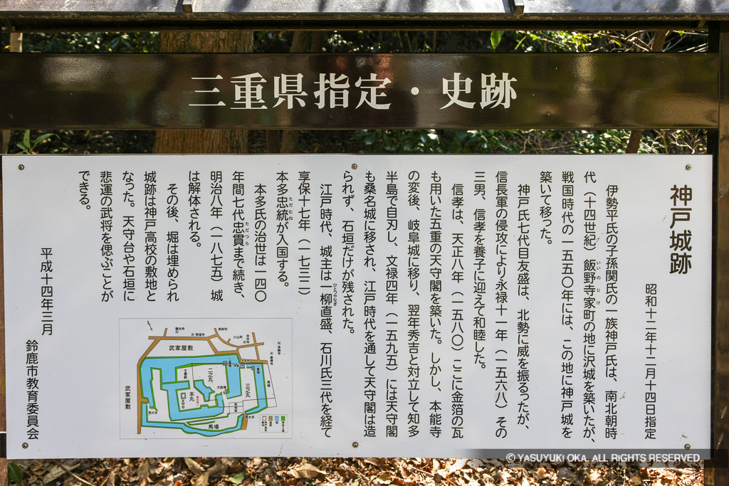 神戸城跡・歴史解説板