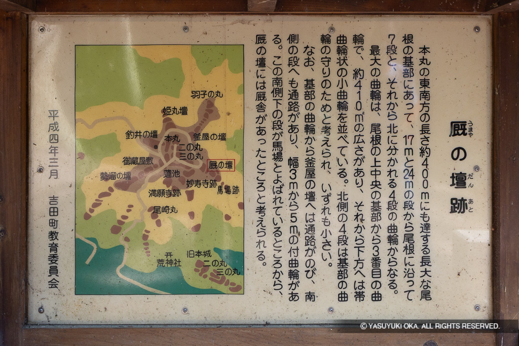 厩の壇跡の歴史解説板