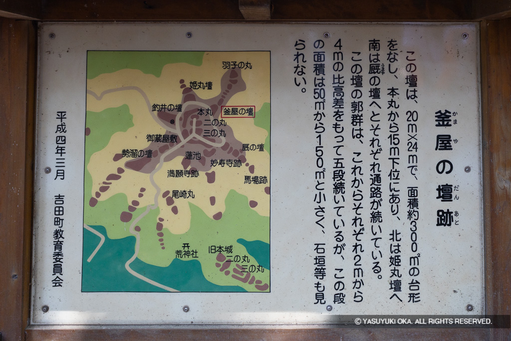 釜屋の壇跡の歴史解説板