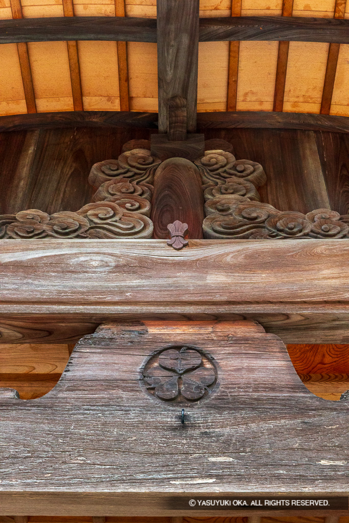 水口城の客殿玄関の家紋・蓮華寺