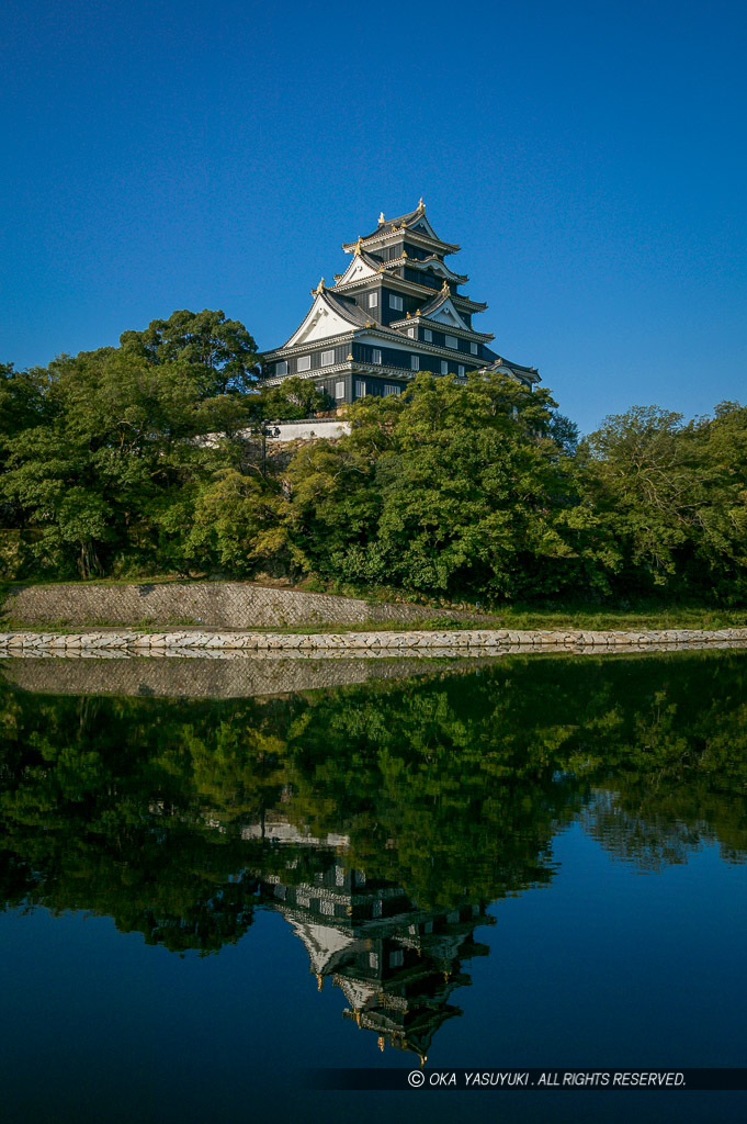 旭川から岡山城天守・夏