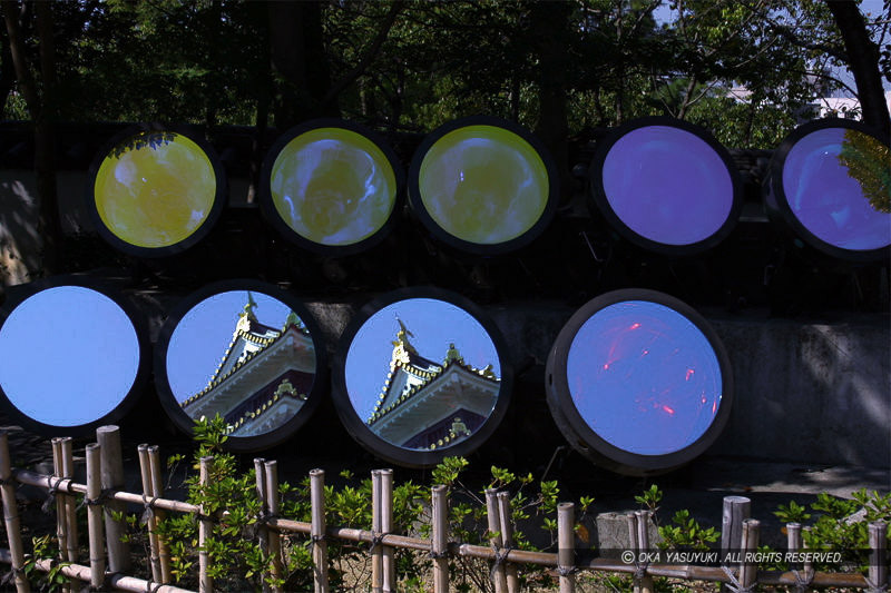 岡山城天守のライトアップ装置