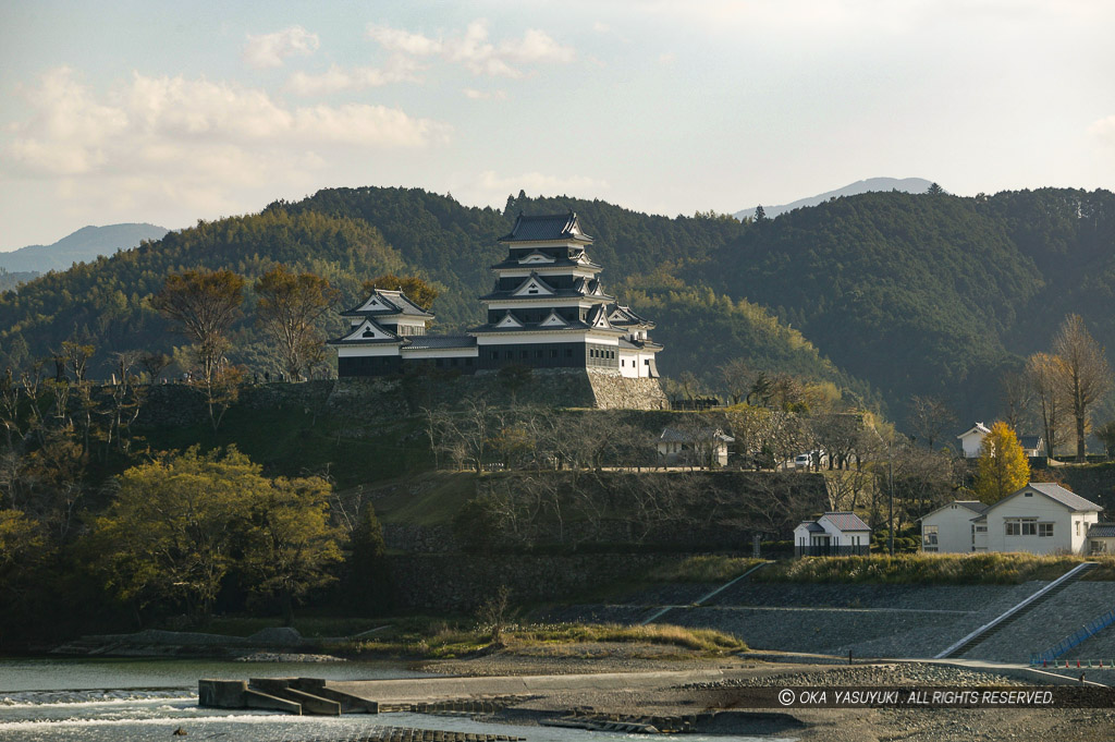 肘川と大洲城