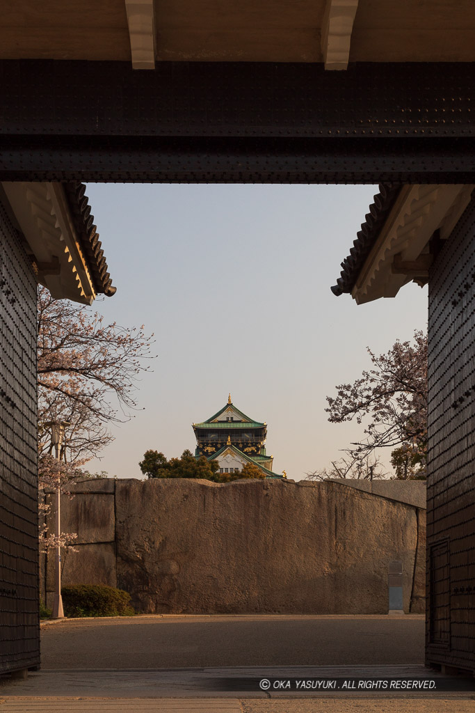 桜門から蛸石と天守