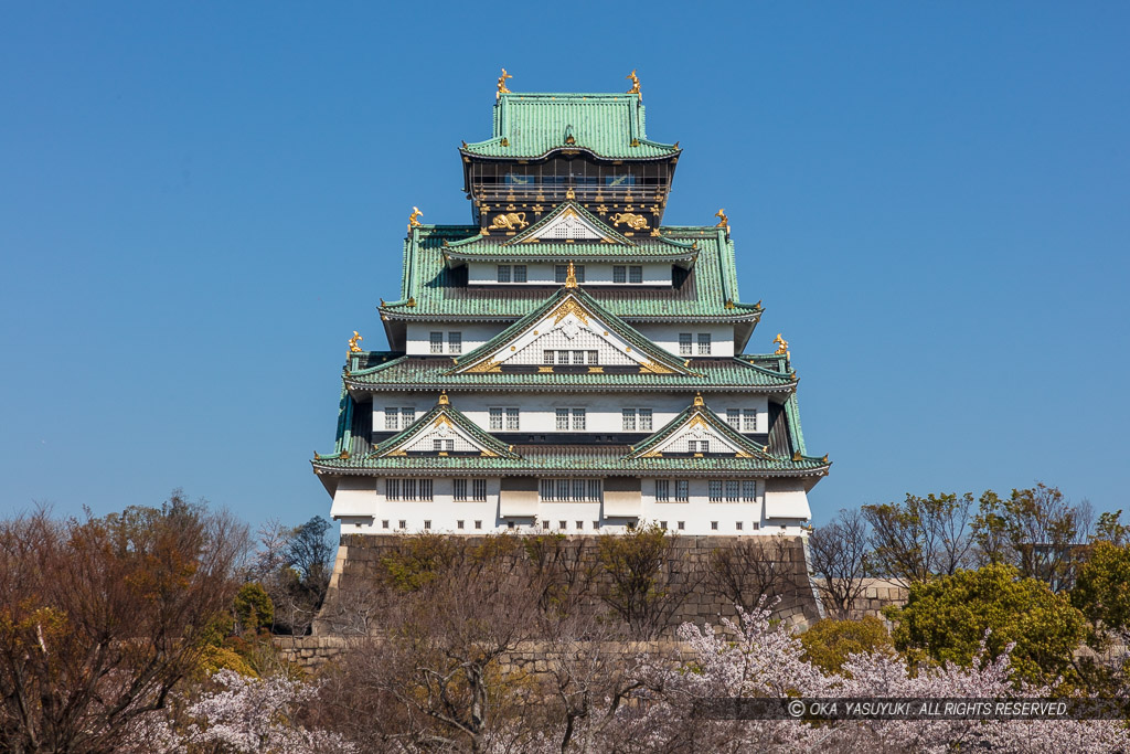 西の丸から見る大阪城天守閣・春