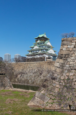 大阪城天守閣と本丸石垣・空堀・冬|高解像度画像サイズ:5373 x 8060 pixels|写真番号:5DSA0642|撮影:Canon EOS 5DS