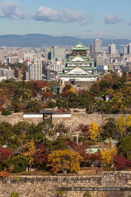 大阪城天守閣と桜門・二の丸石垣・紅葉｜高解像度画像サイズ：5788 x 8681 pixels｜写真番号：5DSA9440｜撮影：Canon EOS 5DS