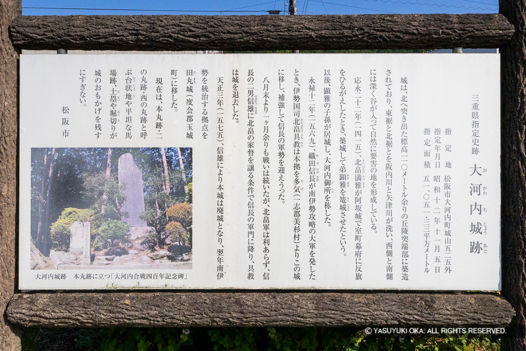 大河内城の歴史解説板（大河内地区市民センター）