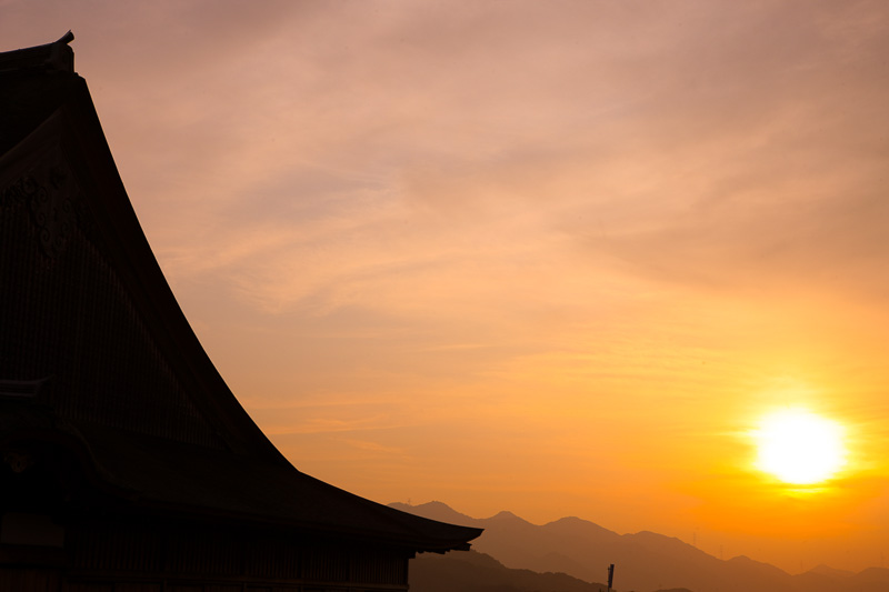 篠山城の夕日