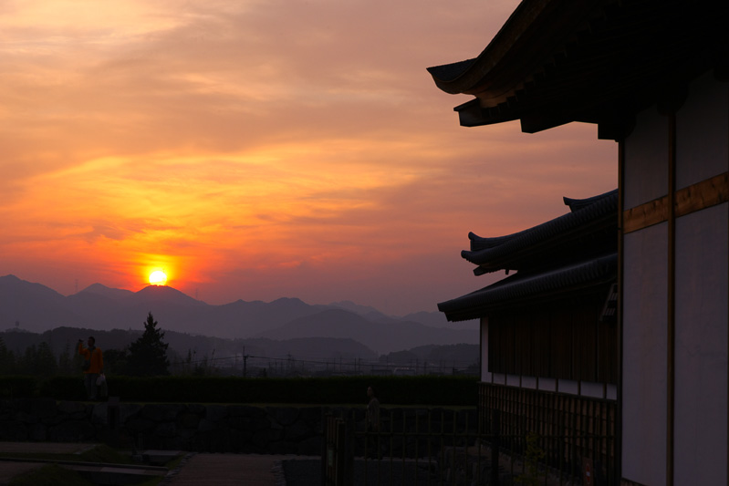 篠山城の夕日