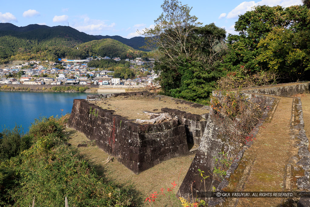 新宮城本丸から見る出丸・熊野川