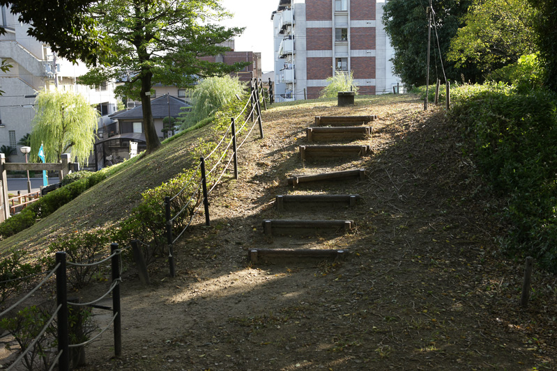 本丸西側土塁と隅櫓跡