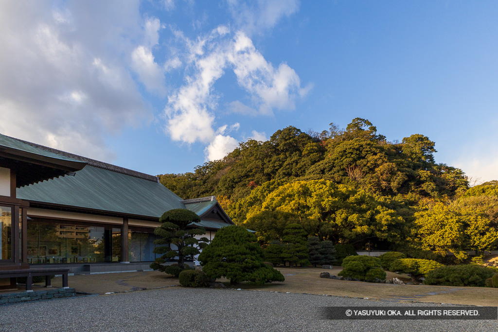 旧徳島城表御殿庭園から見る城山