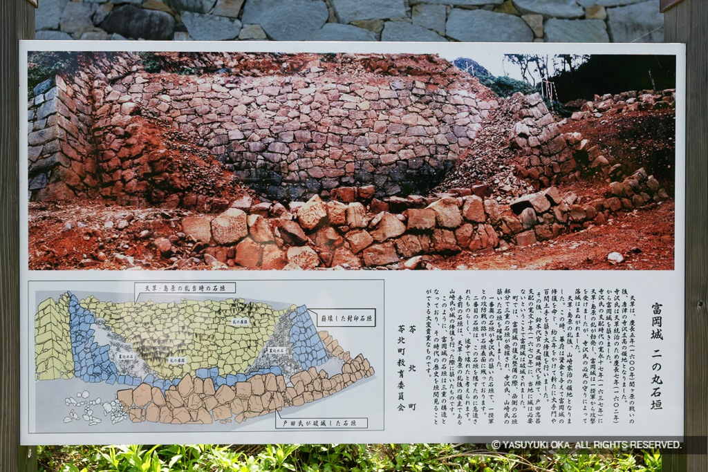 富岡城二の丸石垣・歴史解説板