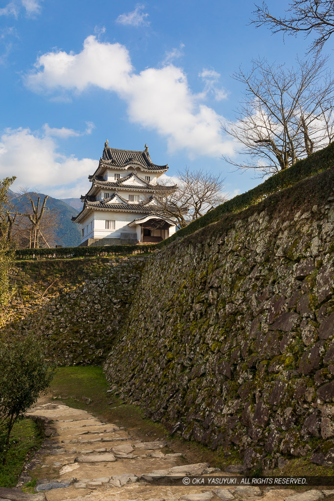 宇和島城本丸東面石垣と天守