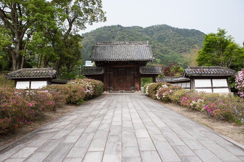 旧山口藩庁門から望む高嶺城跡