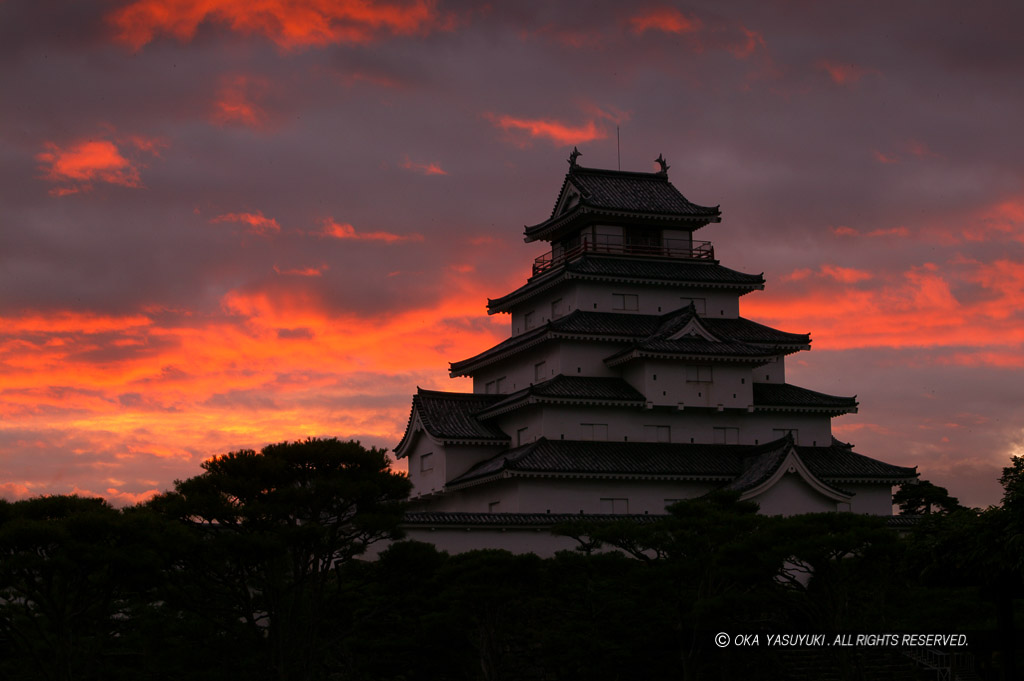 会津若松城の夕焼け2003年