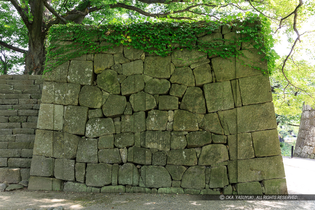 二の丸虎口に残る柱跡