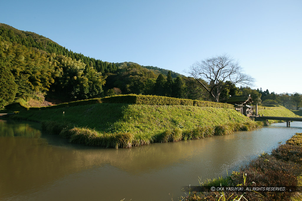 朝倉義景館跡の土塁と水堀