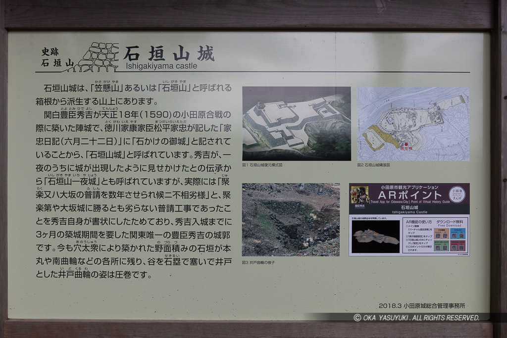 石垣山城の縄張図解説板