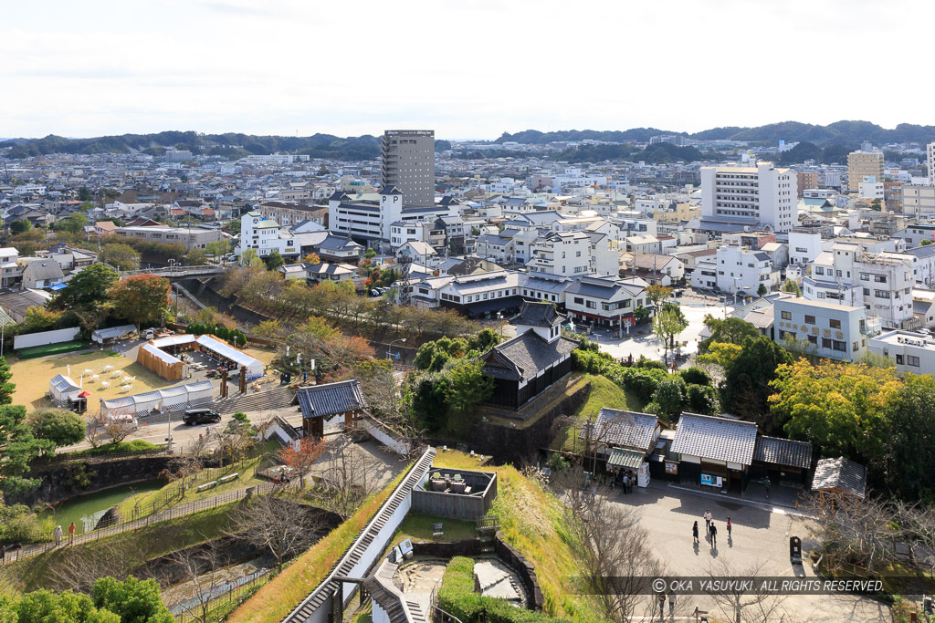 天守から本丸と三の丸を望む