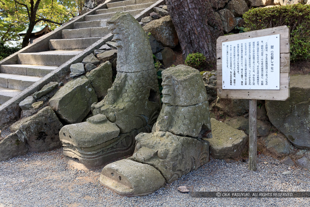 福井震災前の笏谷石の鯱