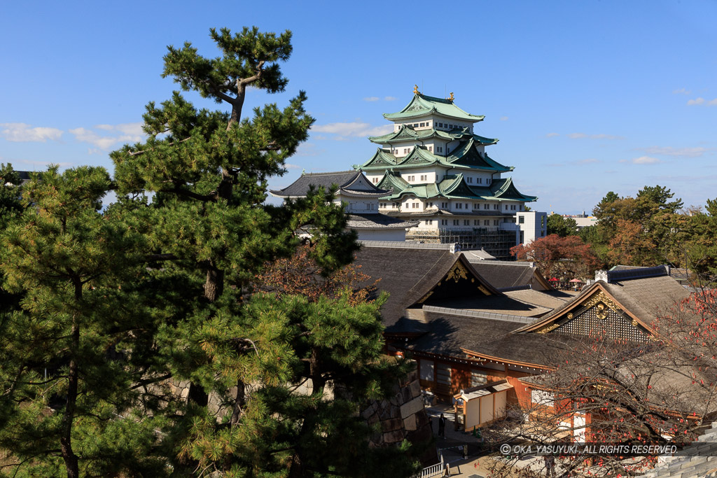 東南隅櫓3階から名古屋城天守を望む