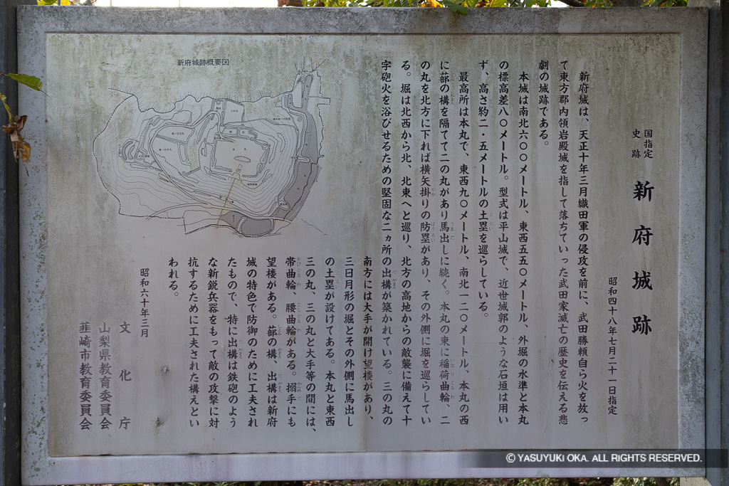 新府城跡・縄張図（歴史解説板）