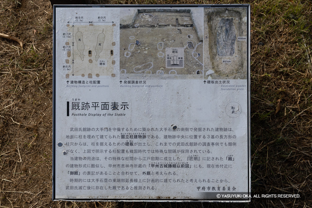 厩跡平面表示・武田氏館跡大手