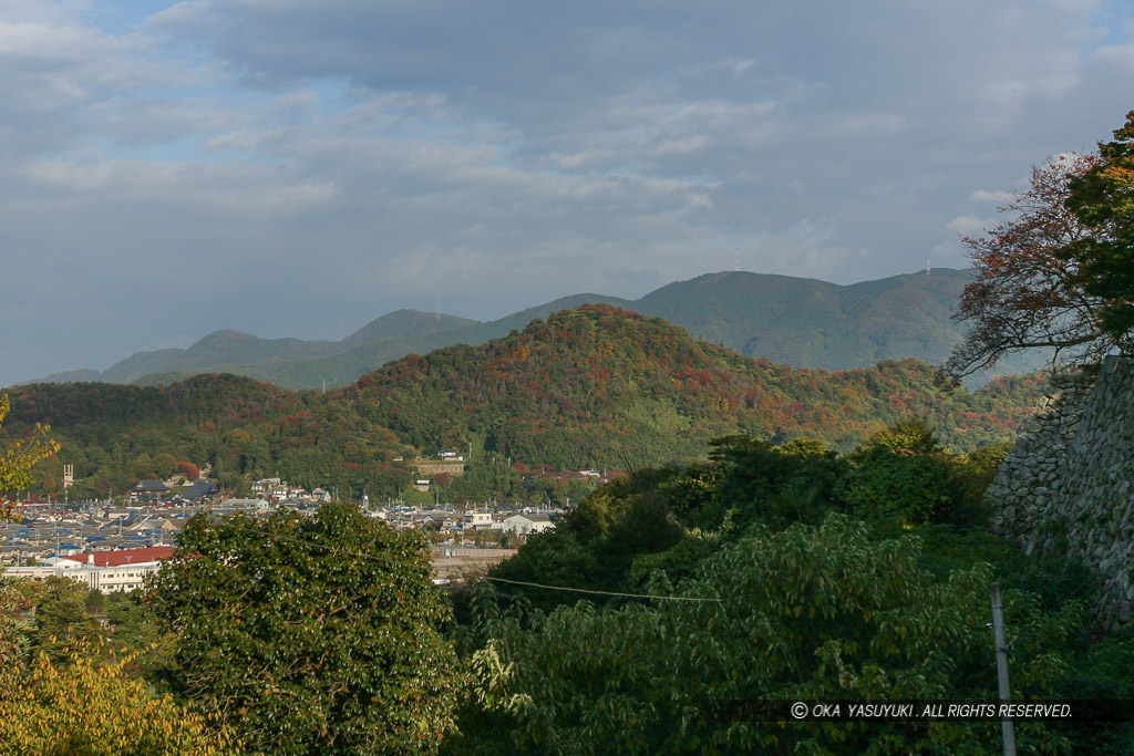 彦根城から佐和山城を望む