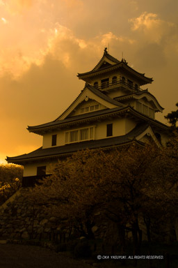 夕焼けに染まる長浜城｜高解像度画像サイズ：927 x 1390 pixels｜写真番号：107-0785_IMG｜撮影：Canon EOS D30